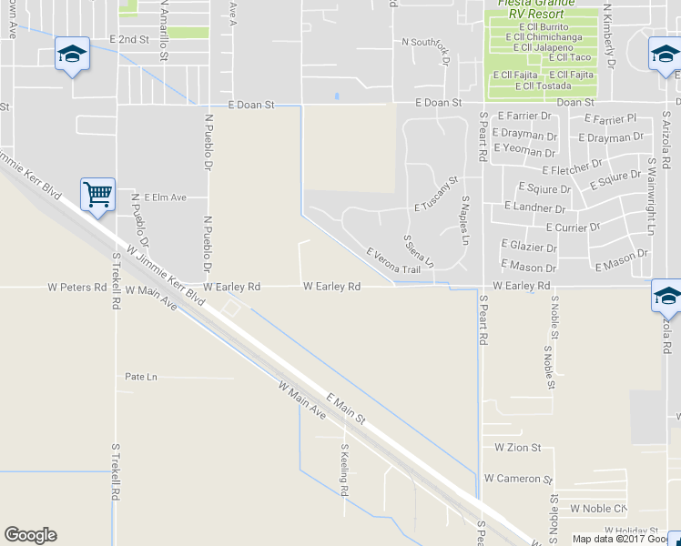 map of restaurants, bars, coffee shops, grocery stores, and more near 15094 West Earley Road in Casa Grande