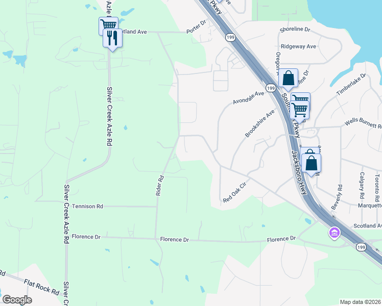 map of restaurants, bars, coffee shops, grocery stores, and more near 1308 Scotland Avenue in Azle