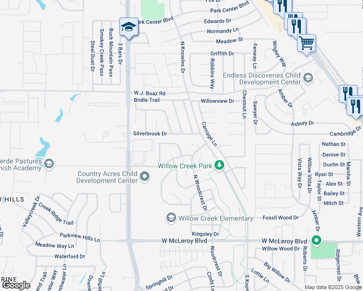 map of restaurants, bars, coffee shops, grocery stores, and more near 1100 Nottingham Trail in Saginaw
