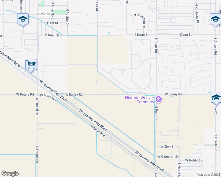 map of restaurants, bars, coffee shops, grocery stores, and more near 15094 West Earley Road in Casa Grande