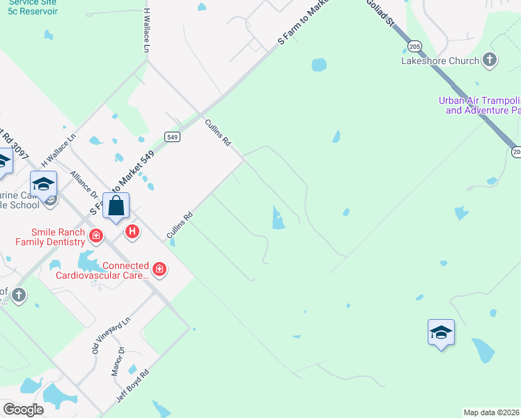 map of restaurants, bars, coffee shops, grocery stores, and more near 707 Cullins Road in Rockwall