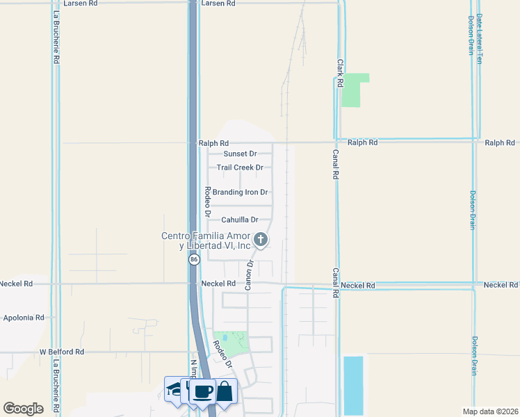 map of restaurants, bars, coffee shops, grocery stores, and more near 410 Branding Iron Drive in Imperial