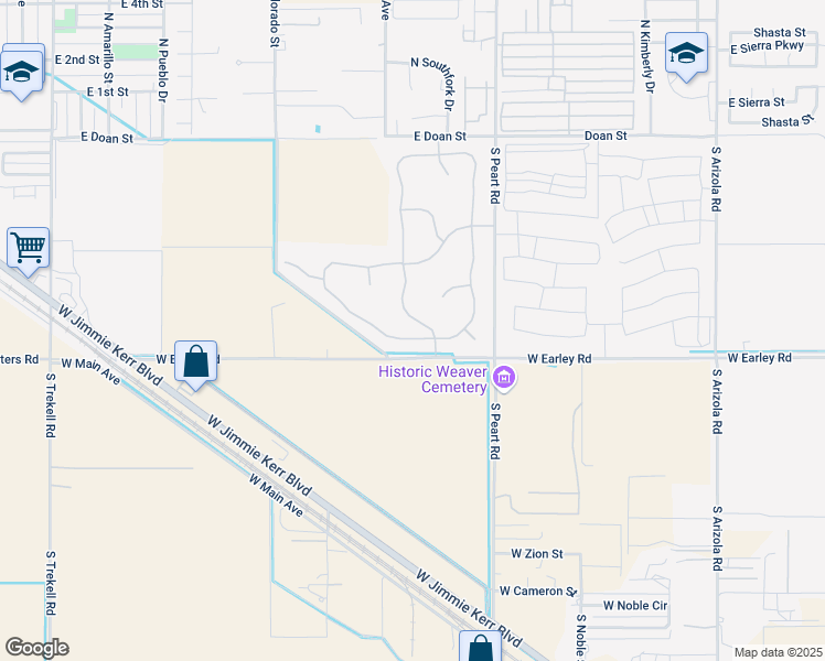 map of restaurants, bars, coffee shops, grocery stores, and more near 1426 East Verona Trail in Casa Grande