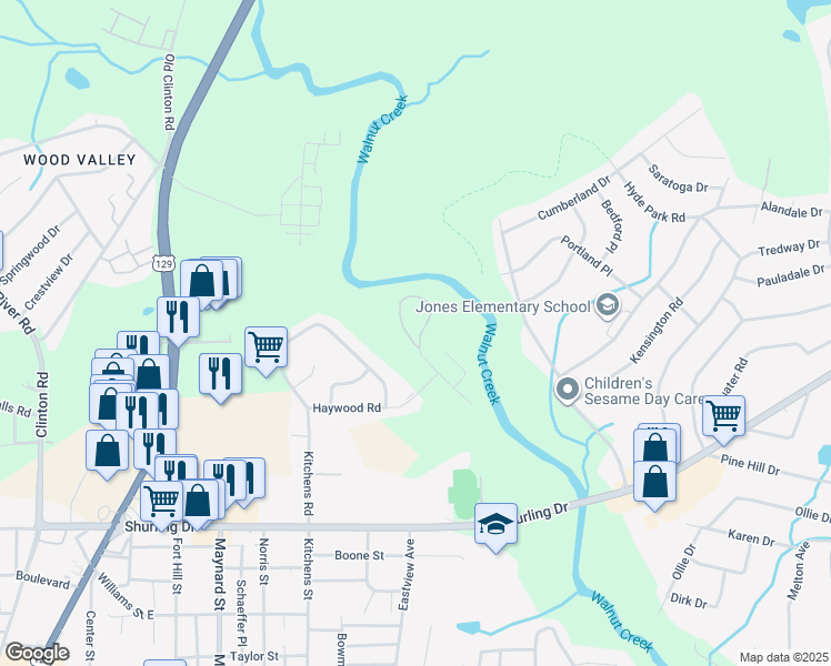 map of restaurants, bars, coffee shops, grocery stores, and more near 2067 Merriwood Drive in Macon