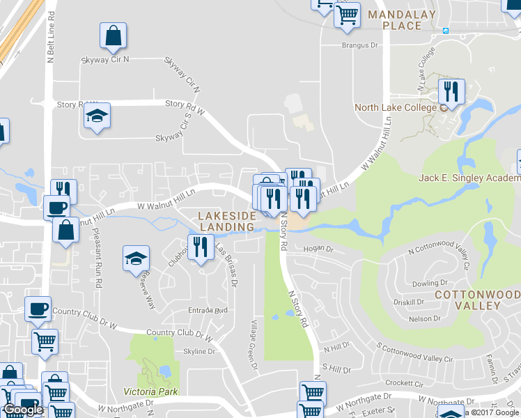 map of restaurants, bars, coffee shops, grocery stores, and more near in Irving