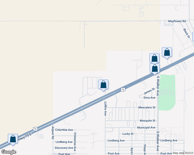 map of restaurants, bars, coffee shops, grocery stores, and more near Eloise in Alamogordo