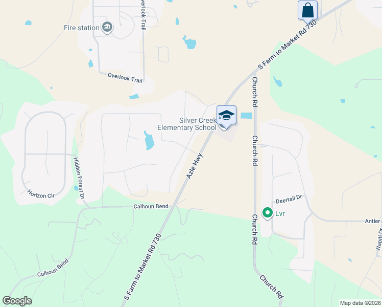 map of restaurants, bars, coffee shops, grocery stores, and more near 9894 Farm to Market Road 730 South in Azle