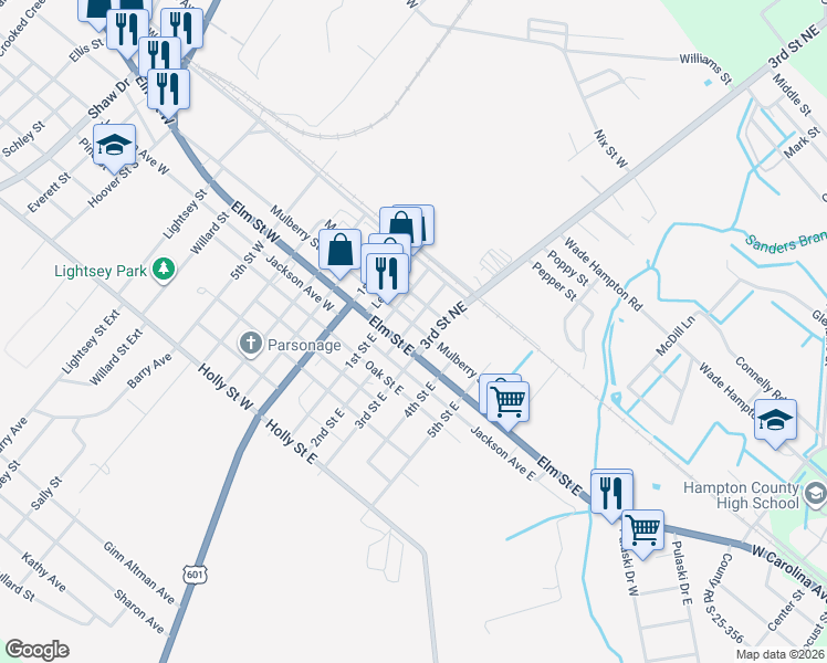 map of restaurants, bars, coffee shops, grocery stores, and more near 201 2nd Street West in Hampton