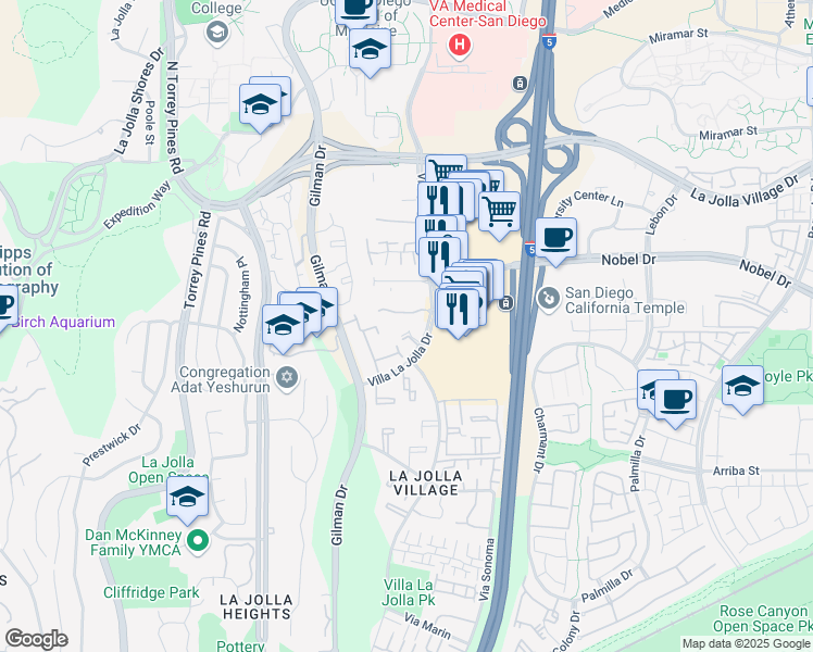 map of restaurants, bars, coffee shops, grocery stores, and more near in San Diego County