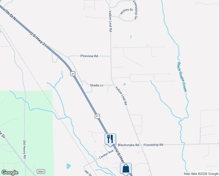 map of restaurants, bars, coffee shops, grocery stores, and more near 345 Sheila Lane in Clanton