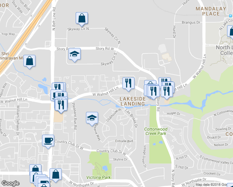 map of restaurants, bars, coffee shops, grocery stores, and more near 4405 Tophill Lane in Irving