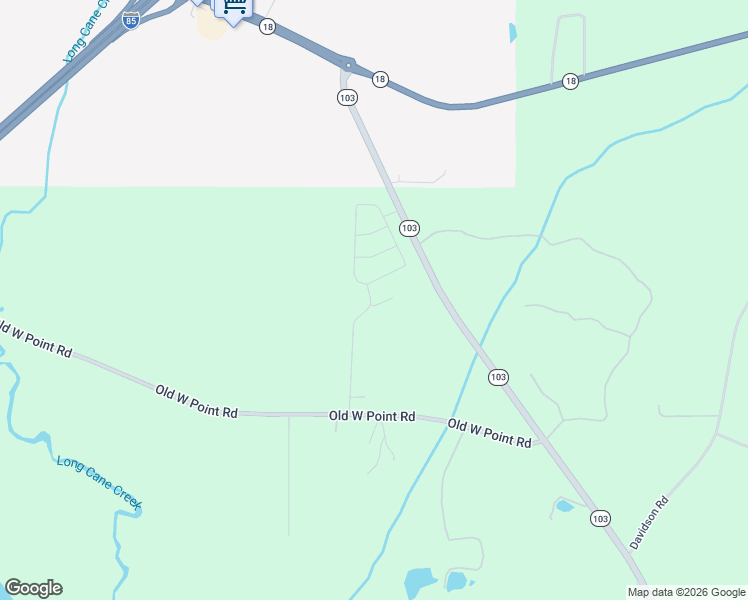 map of restaurants, bars, coffee shops, grocery stores, and more near 2605 Old West Point Road in West Point