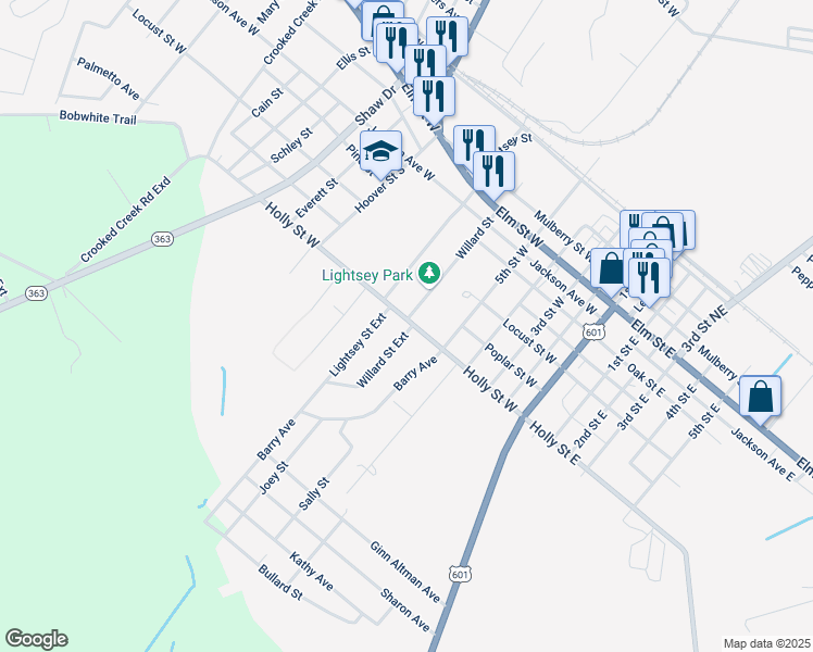 map of restaurants, bars, coffee shops, grocery stores, and more near 421 Willard Street in Hampton