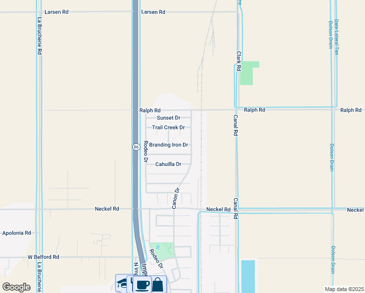 map of restaurants, bars, coffee shops, grocery stores, and more near 410 Branding Iron Dr in Imperial
