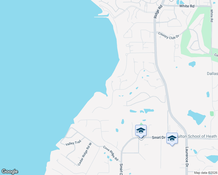 map of restaurants, bars, coffee shops, grocery stores, and more near 9 Eastshore Road in Heath