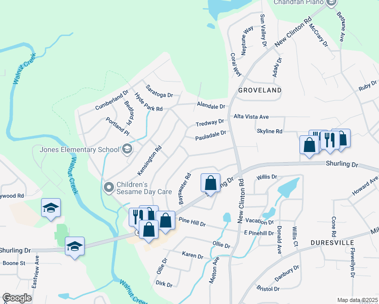 map of restaurants, bars, coffee shops, grocery stores, and more near 2078 Knightsbridge Rd in Macon
