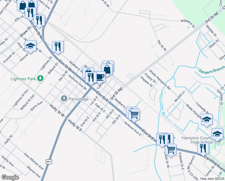 map of restaurants, bars, coffee shops, grocery stores, and more near 201 2nd Street West in Hampton