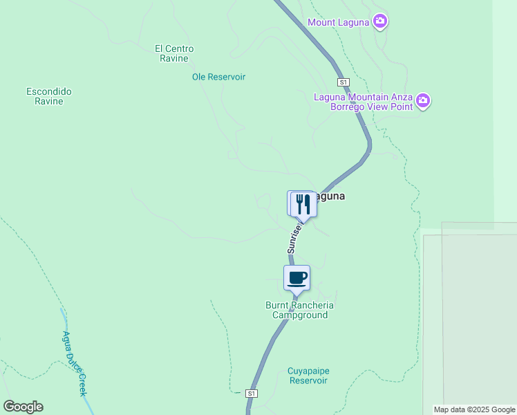 map of restaurants, bars, coffee shops, grocery stores, and more near 516 El Centro Terrace in Mount Laguna