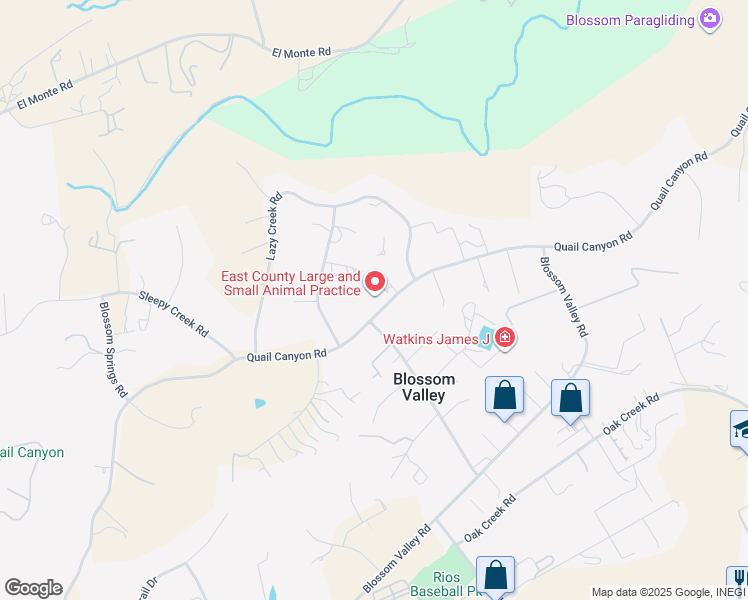 map of restaurants, bars, coffee shops, grocery stores, and more near 10312 Quail Canyon Road in El Cajon