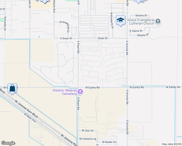 map of restaurants, bars, coffee shops, grocery stores, and more near 1564 East Glazier Drive in Casa Grande