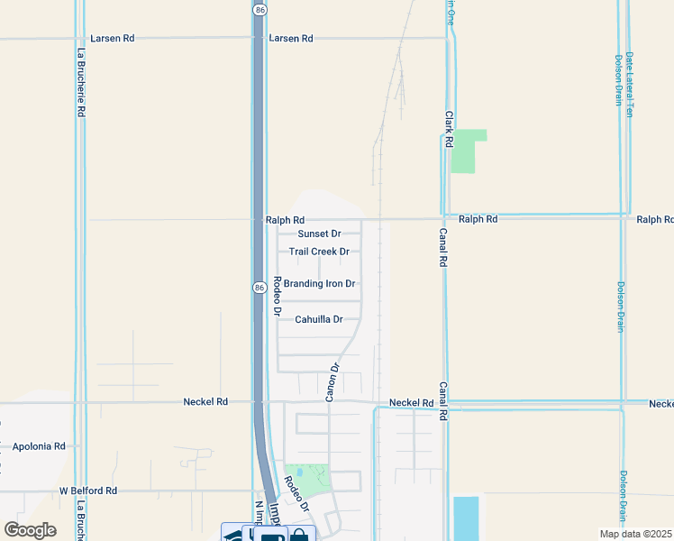 map of restaurants, bars, coffee shops, grocery stores, and more near 410 Branding Iron Drive in Imperial