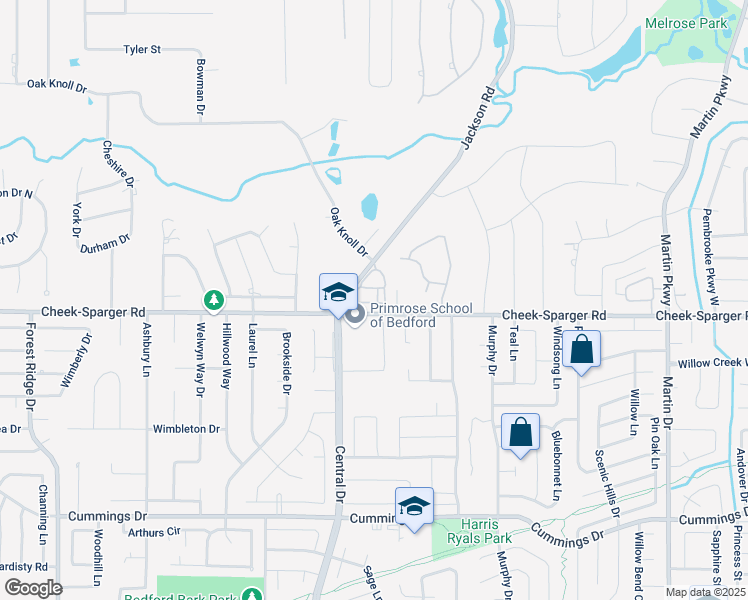 map of restaurants, bars, coffee shops, grocery stores, and more near 3900 Spring Garden Drive in Colleyville
