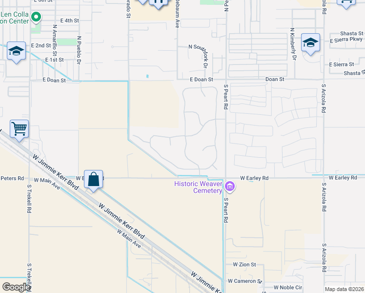 map of restaurants, bars, coffee shops, grocery stores, and more near 1441 East Tuscany Street in Casa Grande