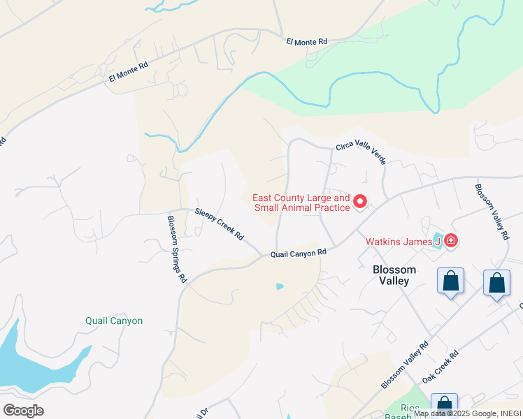 map of restaurants, bars, coffee shops, grocery stores, and more near 15224 Lazy Creek Road in El Cajon