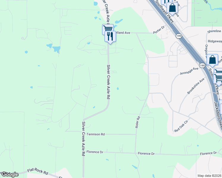map of restaurants, bars, coffee shops, grocery stores, and more near 1325 Silver Creek Azle Road in Azle
