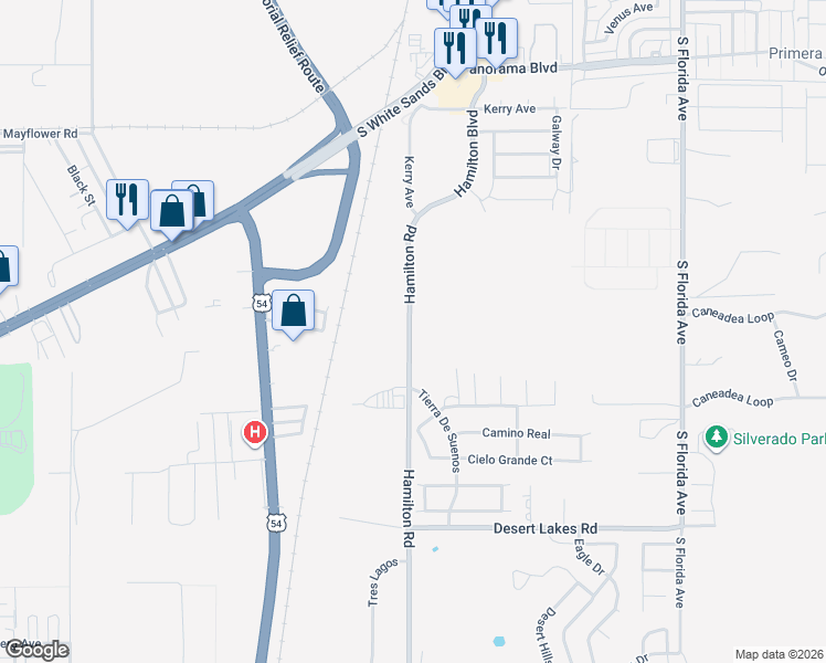map of restaurants, bars, coffee shops, grocery stores, and more near 1600 Hamilton Rd in Alamogordo