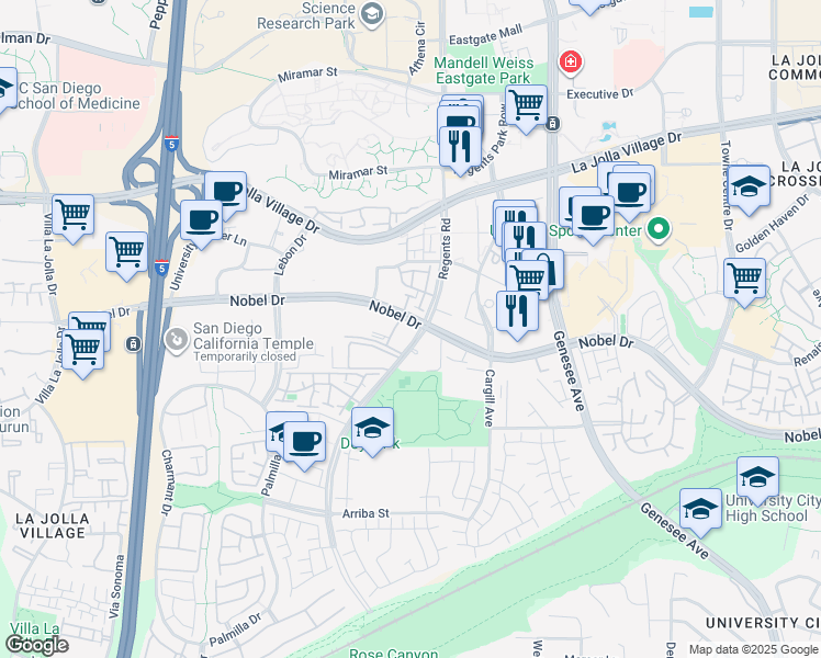 map of restaurants, bars, coffee shops, grocery stores, and more near in San Diego
