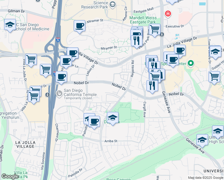 map of restaurants, bars, coffee shops, grocery stores, and more near in San Diego