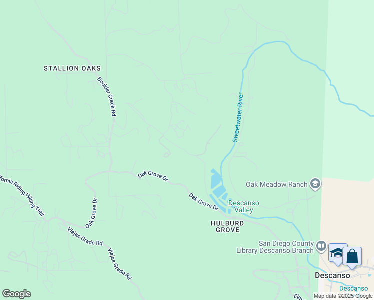 map of restaurants, bars, coffee shops, grocery stores, and more near 9928 Hulburd Grove Drive in Descanso