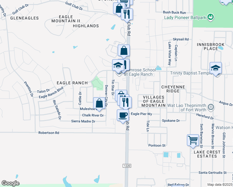 map of restaurants, bars, coffee shops, grocery stores, and more near 7229 Silver City Drive in Fort Worth