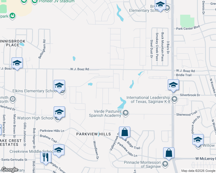 map of restaurants, bars, coffee shops, grocery stores, and more near 4991 Wj Boaz Road in Fort Worth
