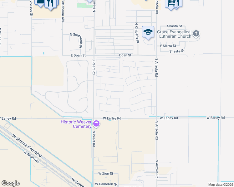 map of restaurants, bars, coffee shops, grocery stores, and more near 1575 East Lardner Drive in Casa Grande