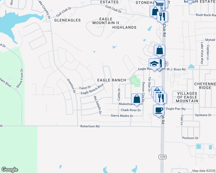 map of restaurants, bars, coffee shops, grocery stores, and more near 6809 Black Mesa Court in Fort Worth