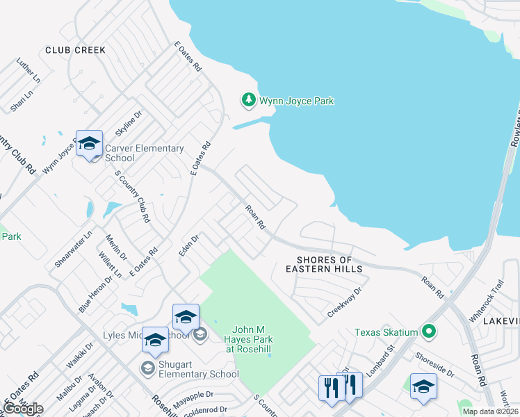 map of restaurants, bars, coffee shops, grocery stores, and more near 1318 Coastal Drive in Garland
