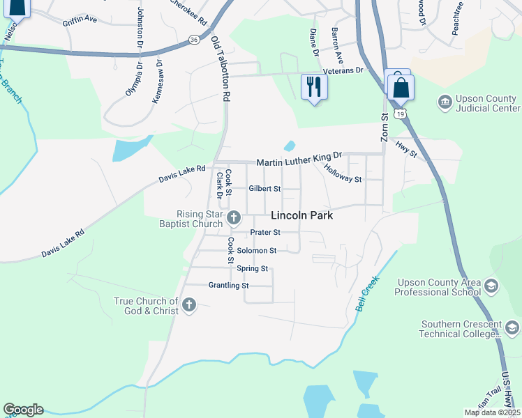 map of restaurants, bars, coffee shops, grocery stores, and more near 2088 Wiley Street in Thomaston