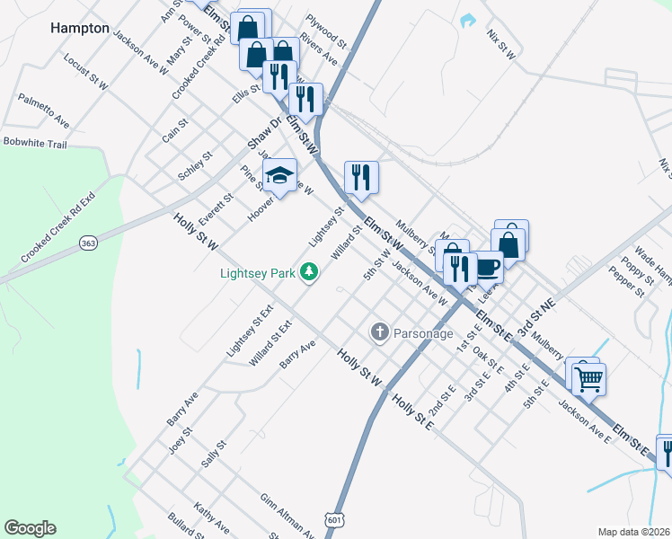 map of restaurants, bars, coffee shops, grocery stores, and more near 403 Willard Street in Hampton