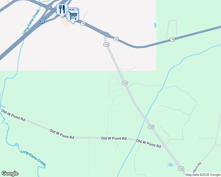 map of restaurants, bars, coffee shops, grocery stores, and more near 161 Stocks Circle in West Point