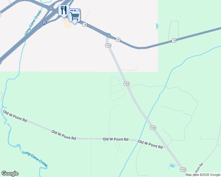 map of restaurants, bars, coffee shops, grocery stores, and more near 161 Stocks Circle in West Point
