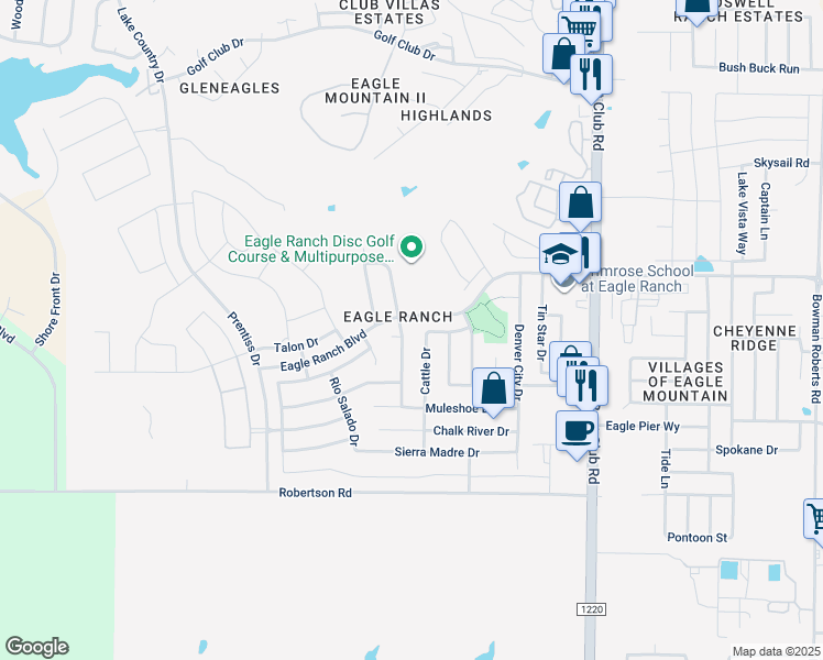 map of restaurants, bars, coffee shops, grocery stores, and more near 7124 Cattle Drive in Fort Worth