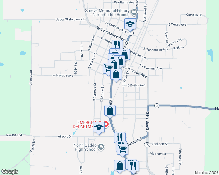 map of restaurants, bars, coffee shops, grocery stores, and more near 101-199 James St in Vivian