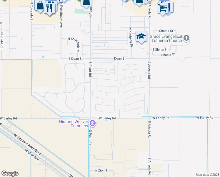 map of restaurants, bars, coffee shops, grocery stores, and more near 1575 East Lardner Drive in Casa Grande