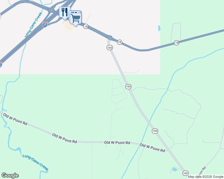 map of restaurants, bars, coffee shops, grocery stores, and more near 161 Stocks Circle in West Point