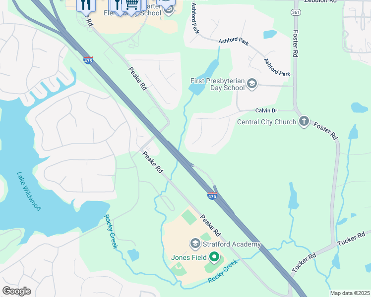 map of restaurants, bars, coffee shops, grocery stores, and more near 130 Clearwater Court in Macon