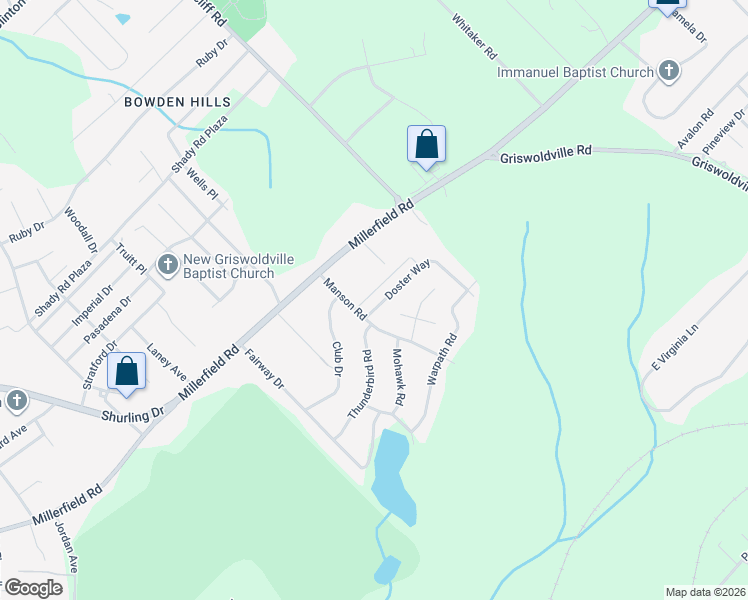 map of restaurants, bars, coffee shops, grocery stores, and more near 135 Riegel Court in Macon