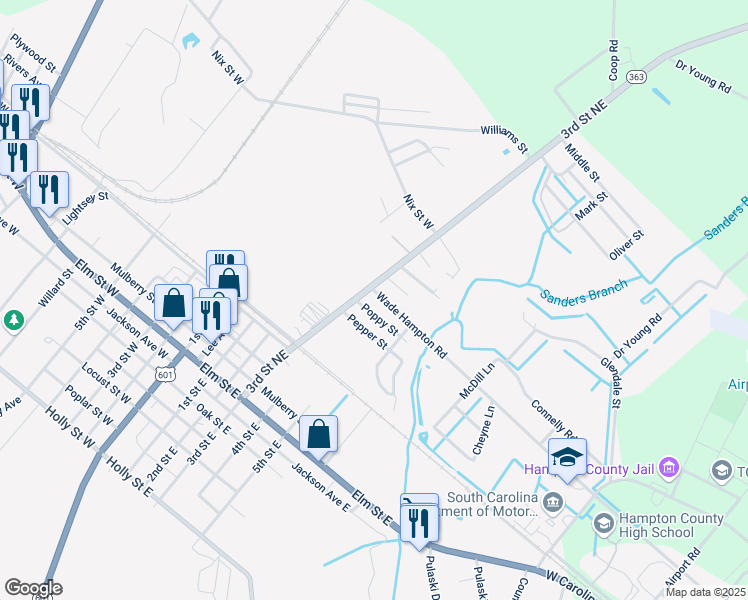 map of restaurants, bars, coffee shops, grocery stores, and more near 105 Bennett Lane in Hampton