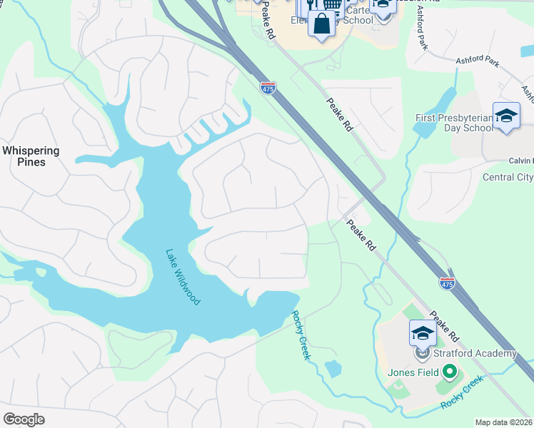map of restaurants, bars, coffee shops, grocery stores, and more near 1076 South Confederate Drive in Macon